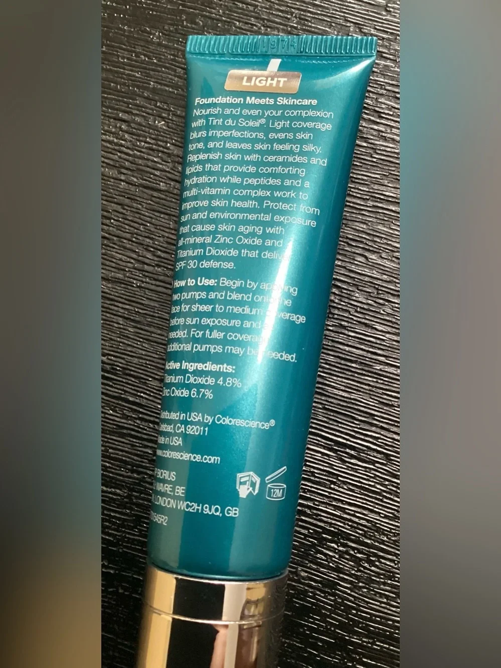 Colorescience Tint du Soleil SPF 30 UV Protective Foundation LIGHT 1oz New